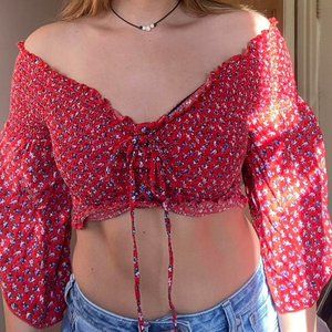 Xhilaration Women's Red and Purple Crop-top